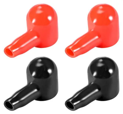 Batteriepol-Schutzkappen, Kunststoff, rot/schwarz, 4x14 mm, 2 Paar