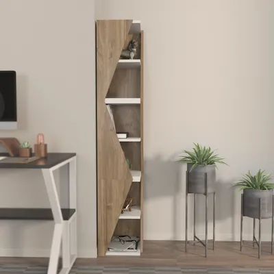 Obrázek produktu pro Skye Decor, Arrow - ořech, bílá, knihovna, ořech, 100 % MELAMÍNEM POVLÁKNĚNÁ DESKA, 31,8 x 31,8 x 165 cm
