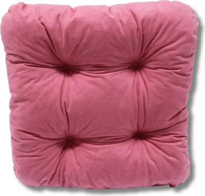 Zdjęcie produktu dla Poduszka pikowana na krzesło różowa 38x38x8 cm - 1227 komfortowe siedzisko z troczkami