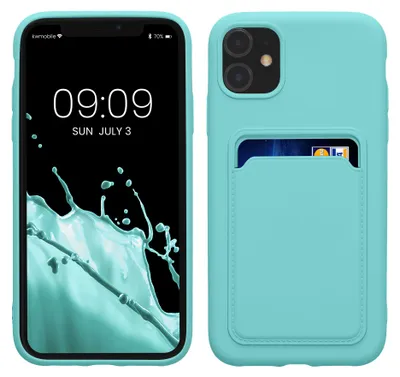 Produktbild von kwmobile Handyhülle für Apple iPhone 11 Hülle mit Kartenfach - TPU Case - Kabelloses Laden - Schutzhülle Cover in Mintgrün