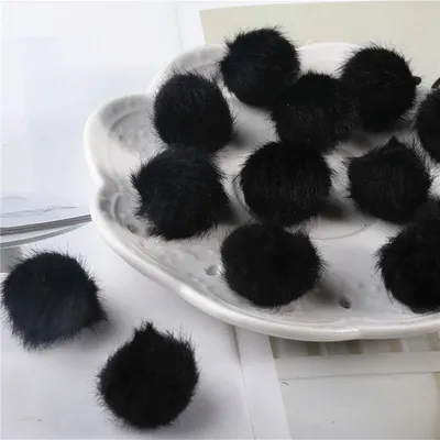 Obrázek produktu pro Bambule, bambulka, z umělé kožešiny černá 2,5 cm / 1ks