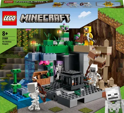 Produktbild von LEGO 21189 Minecraft Das Skelettverlies, Set mit Höhlen, Skelettfiguren, feindlichen Kreaturen und Zubehör, Spielzeug für Kinder