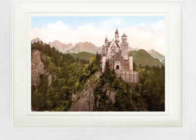 Produktbild von Schloß Neuschwanstein Gerahmtes Bild Mit Edlem Passepartout | Wand-Bilder | Im Bilderrahmen - Das Märchenschloss Um 1900 (30 x 40 cm)
