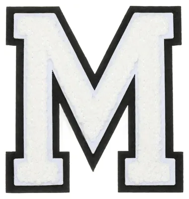 Buchstaben-Patch M, Chenille, 10 cm, zum Aufnähen oder Aufbügeln