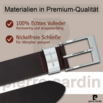 Produktbild von Pierre Cardin Herren Vollledergürtel Dunkelbraun 40 mm, Größe / Size:Bundweite 125 cm Gesamtlänge 140 cm W 49.2 XXXL, Farbe / Color:braun
