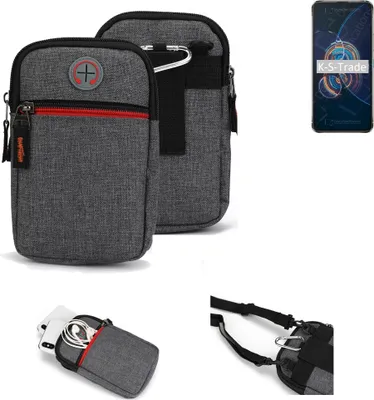Produktbild von K-S-Trade Holster Gürteltasche kompatibel mit Asus Zenfone 8 Flip Handy Tasche Schutz Hülle grau Zusatzfächer 1x