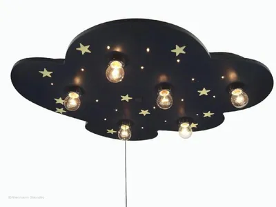 Produktbild von Niermann Leuchten Deckenleuchte Wolke blau mit fluoreszend. Sternen - Maße: 74 cm x 57 cm x 7 cm - Farbe: blau; 642