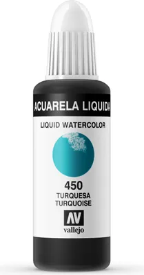 Liquid Watercolor Vallejo 33450 Turquoise 32ml Türkis Aquarell Farbe