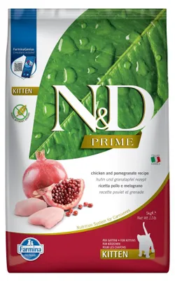 Produktbild von Farmina N&D Cat Prime Chicken Pomegranate Kitten 5kg Trockenfutter für Kätzchen Huhn mit Granatapfel