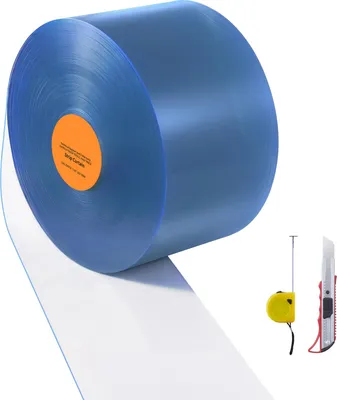 Immagine prodotto di SucceBuy tenda a strisce, 24 m di lunghezza x 20 cm di larghezza x 2 cm di spessore, tenda a strisce in PVC trasparente e liscia in rotolo grande, strisce in plastica per porte di supermercati