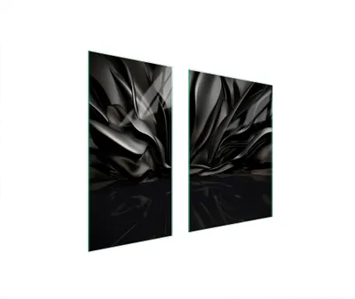 Produktbild von Herdabdeckplatten 2 teilig 75x52 Glaskeramikkochfeld Abdeckung Glas Schneidebrett Muster Schwarz