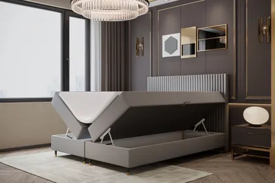 Produktbild von TRADA Boxspringbett 180 x 200 Estepona mit Bettkasten und Pocket-Matratze Grau