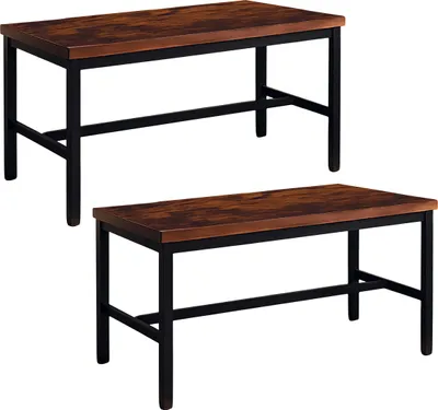 Image de Lot de 2 bancs Relaxdays, salle à manger, banc de salle à manger peu encombrant, L x P x H : 51 x 108 x 32 cm, banc de cuisine, métal, style industriel/noir