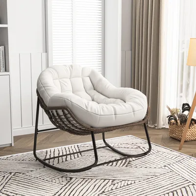 Obrázek produktu pro Ratanový židle - Houpací židle - Pohodlné křeslo - Proutěný židle - Zahradní židle - Ergonomický design