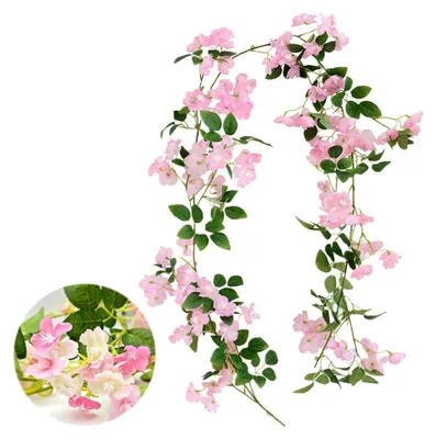 Produktbild von 175 cm Hängende Kunstblumen, Künstliche Kirschblüten Girlande, Blumengirlande Deko für Frühling, Künstliche Blumenranken
