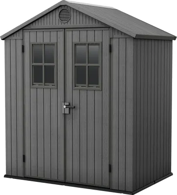 Keter Darwin 64 Gartenhaus mit Fenster - 190x122x221cm - Satteldach - Kunststoff - Grau - Holzoptik