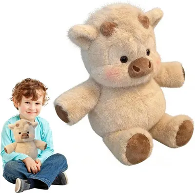 Image de Vache en peluche de race Highland, douce, 45 cm, peluche pour enfants