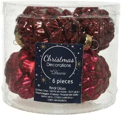 Produktbild von Christbaumschmuck Zapfen Glas Ø 5 cm Länge 7 cm 6 Stück ochsenblut