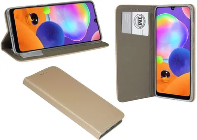 Produktbild von Buch Tasche "Smart" kompatibel mit SAMSUNG GALAXY A31 ( A315F ) Handy Hülle Etui Brieftasche Schutzhülle mit Standfunktion, Kartenfach Gold