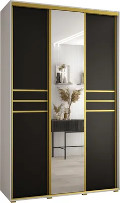 Produktbild von MEBLE KRYSPOL Davos 11 Schrank, drei Türen - 235,2x150x45 cm - Weiß Schwarz Gold