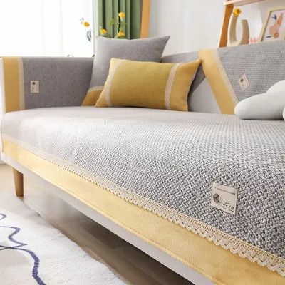 Image de Coussins de sol en coton et lin - Antidérapants et lavables en machine - Gris