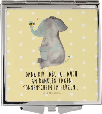 Produktbild von Mr. & Mrs. Panda Kleiner Spiegel Elefant Biene - Gelb Pastell - Geschenk, Lustige Sprüche, Handspiegel, Reise Kosmetikspiegel, Hochzeitsgeschenk, Liebe, Liebesspruch
