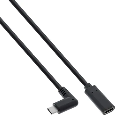 Image de InLine® Câble USB 3.2 Gen.1x2, USB-C Verl., ST coudé sur BU, noir 2m