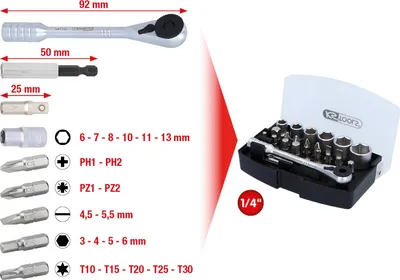 Produktbild von KS Tools 911.2010, 24 Stück(e), Chrom-Vanadium-Stahl, 360 g