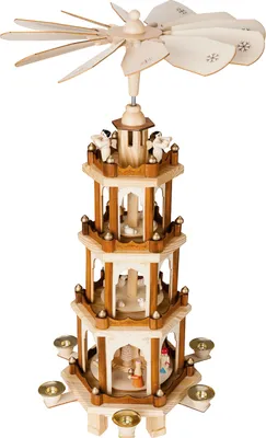 Image de BRUBAKER Pyramide de Noël en bois - 4 étages - 60 cm de hauteur - peinte à la main