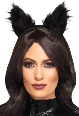 Produktbild von Schwarze Kunstfell Katzenohren als Faschings Kopfschmuck