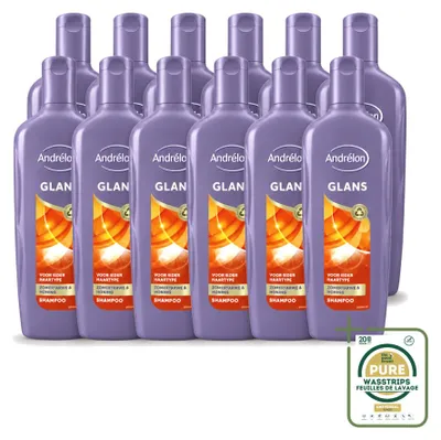 Immagine prodotto di 12 flaconi di shampoo Andrélon Glans, 300 ml ciascuno, confezione da 12 pezzi