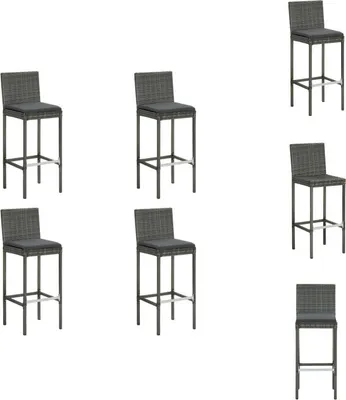 Immagine prodotto di vidaXL Sgabelli da giardino con cuscini 4 pz. Polirattan grigio - Sedie da giardino
