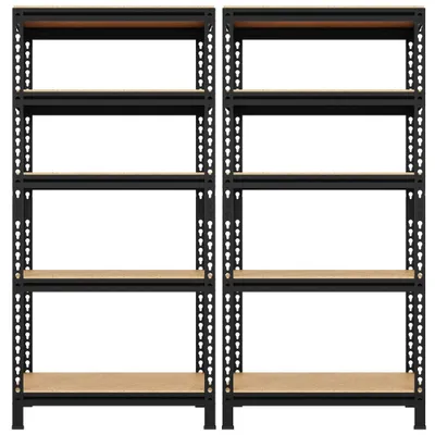 Produktbild von Yaheetech Schwerlastregal 2er Set, 150x70x30cm, 5 verstellbare Ablagen, Lagerregal Steckregal Kellerregal, aus Metall, Schwarz