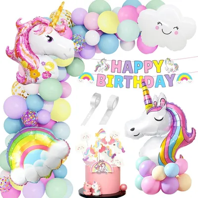 Obrázok produktu pre Unicorn narodeninová dekorácia sada dievčat XXL fóliové balóny balóny hélium balóny torta topper deti témy