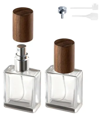Produktbild von Parfümzerstäuber Glas mit Holzdeckel, 2er Set 15 ml