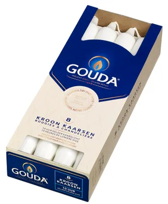 Image de Gouda Bougies de dîner Satin Blanc 24 cm - 8 pièces