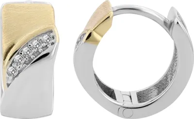 Produktbild von 925/- Echt Silber Klapp-Creolen "Solros", bicolor, rhodiniert