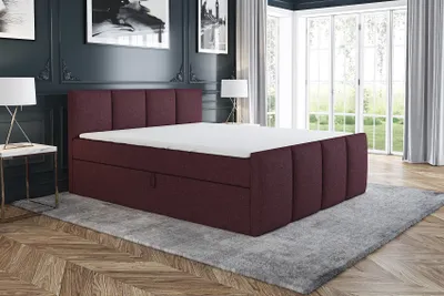 Produktbild von Boxspringbett GRECO 200x200 mit 2 Bettkästen, Bonell-Matratze und Topper. Farbe: Violett.