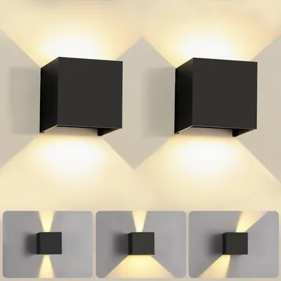 LED Wandlampe 7W 3000K IP65 schwarz 2er-Set