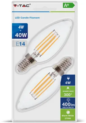Produktbild von V-TAC VT-2174, 4 W, 40 W, E14, 400 lm, 30000 h, Warmweiß