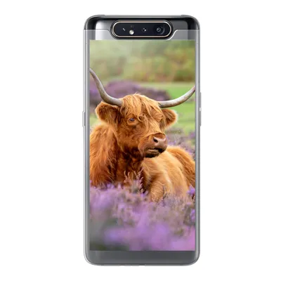 Produktbild von MuchoWow® Handyhülle Schutzhülle Hülle für Samsung Galaxy A80 Schottischer Highlander - Braun - Büsche Silikon Softcase Handy Hülle - Schutzdeckel