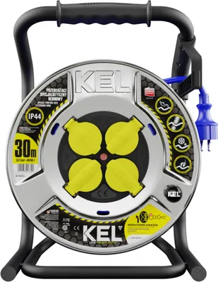 Produktbild von Kabeltrommel Verlängerungskabel 4x2P+PE Schuko IP44 16A 3x2,5 30m BLUE