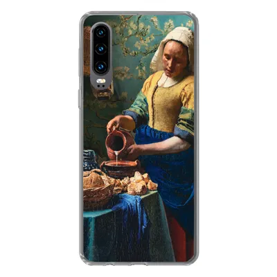 Produktbild von MuchoWow® Handyhülle Schutzhülle Hülle für Huawei P30 Milchmädchen - Mandelblüte - Alte Meister Silikon Softcase Handy Hülle - Kartenbesitzer