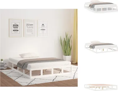 Produktbild von vidaXL Massivholzbett Weiß 160x200 cm -  Betten & Bettgestelle