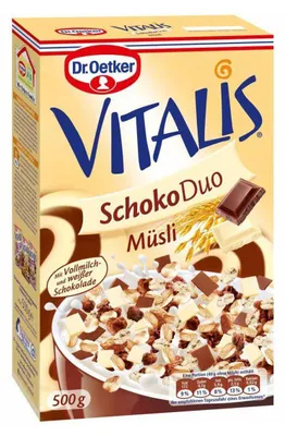 Obrázek produktu pro Dr. Oetker Vitalis SchokoDuo müsli mléko a bílá čokoláda 500g