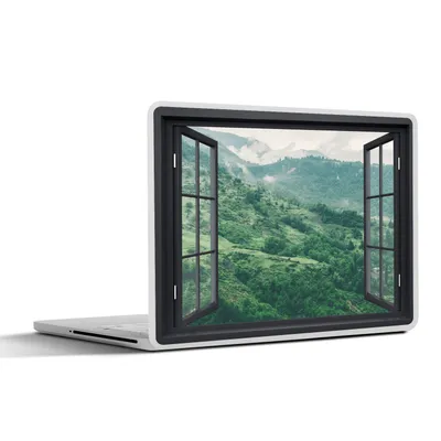 Produktbild von MuchoWow® Laptop Aufkleber Sticker Cover Aussicht - Berg - Baum 36.5x27.5 cm - Laptop-Sticker