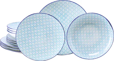 Produktbild von CreaTable, 24876, Mediterran Blau, Tellerset 12-tlg, Steinzeug