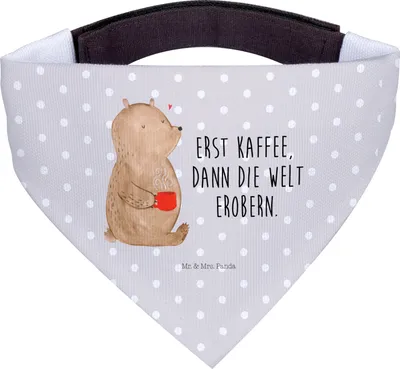 Produktbild von Mr. & Mrs. Panda Hunde Halstuch Bär Kaffee - Grau Pastell - Geschenk, Bandana, Teddy, Coffee, Hundehalstuch, Für, Bären, Guten Morgen, Tuch, Motivation, Hunde-Halstuch