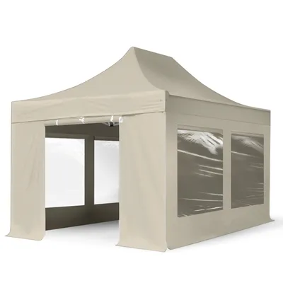 Produktbild von TOOLPORT 3x4,5m Aluminium Faltpavillon, inkl. 4 Seitenteile, creme