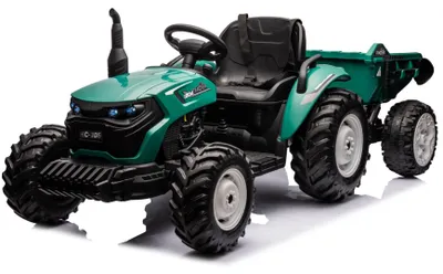 Produktbild von Elektrischer Kindertraktor mit Anhaenger - Kinder Elektroauto - 24V - mit Fernbedienung - Gruen